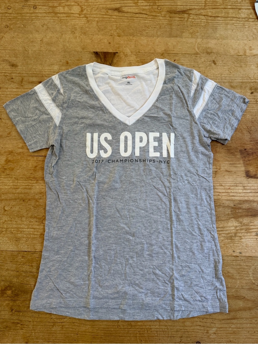 US Open 2017 Grey V-Neck Short Sleeve Tee